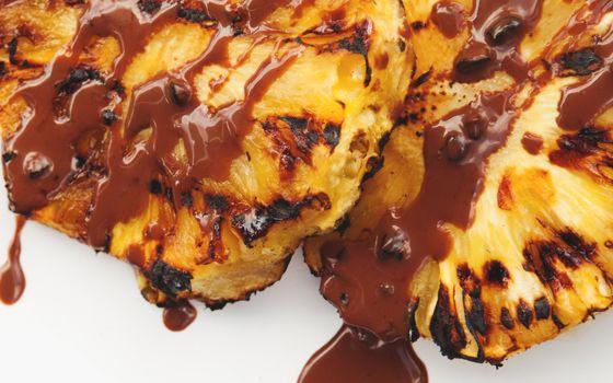 Grilled Pineapple with Tequila Chili Pepper Chocolate Sauce