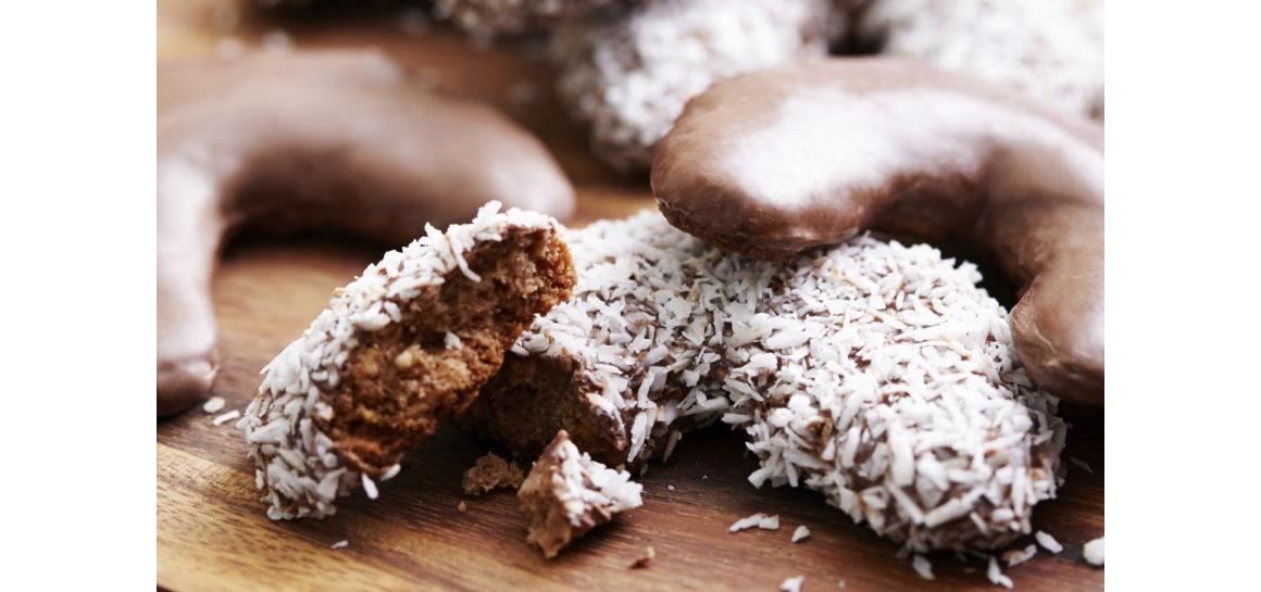 Chocolate-Dipped Coconut Crescent Cookies