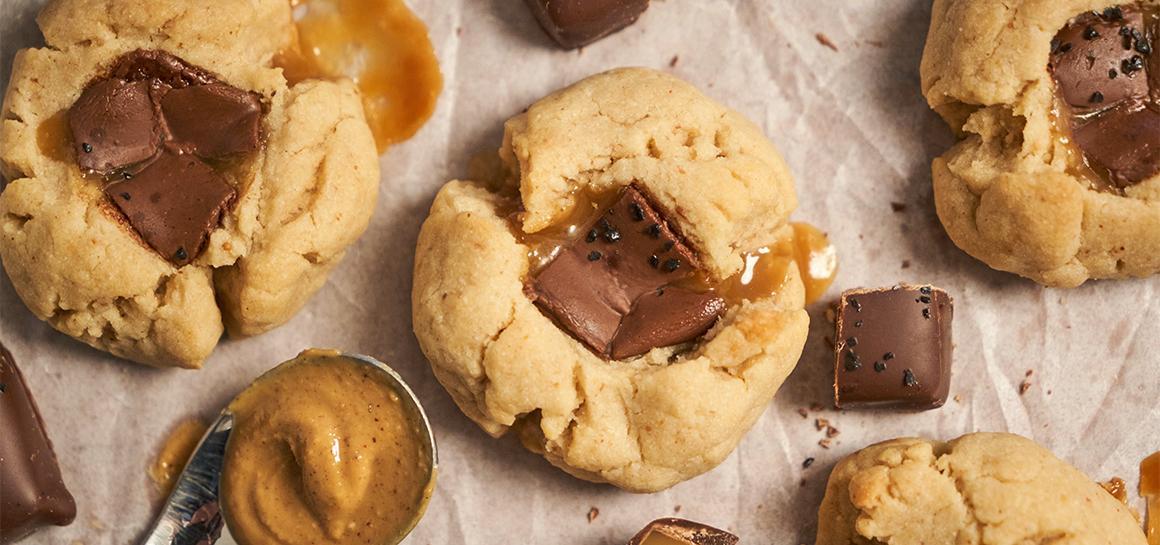 Vegan Peanut Butter Caramel Thumbprint Cookies Recipe