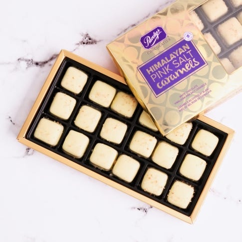 White chocolate Himalayan pink salt caramels - 18pc