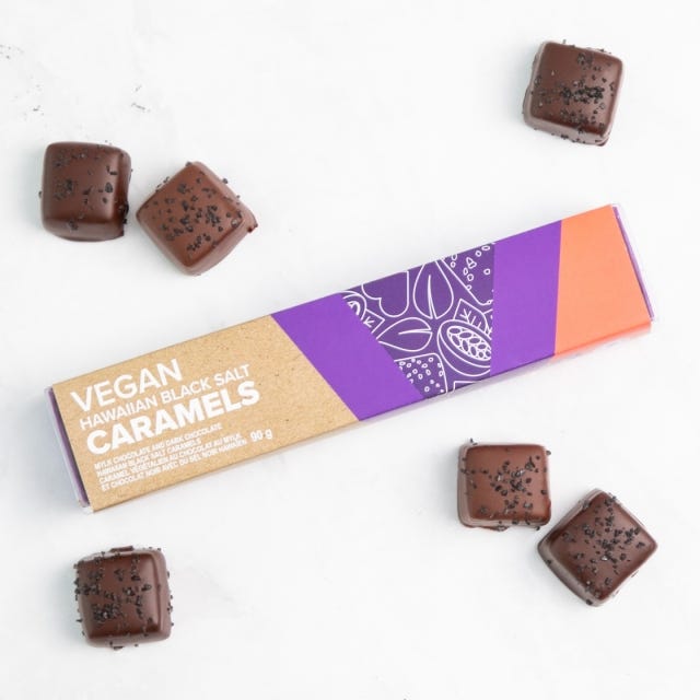 Vegan Hawaiian Black Salt Caramels, 6 pc