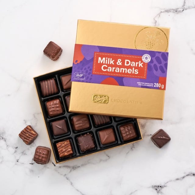 Milk & Dark Chocolate Caramels, 16 pc