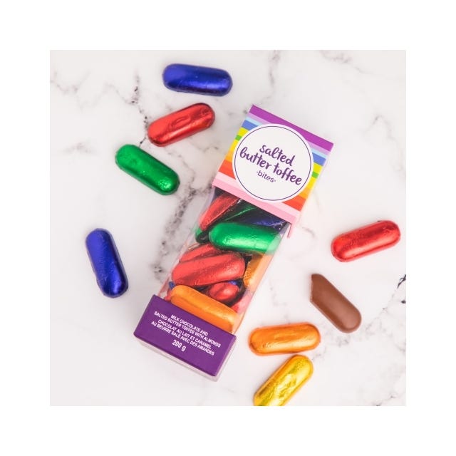 Rainbow Salted Butter Toffee Bites, 200g 